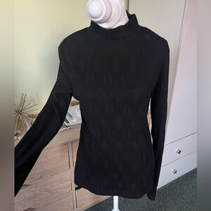 Black Diamond Checkered Pattern Fitted Long-Sleeve Modest Turtleneck Top Sweater